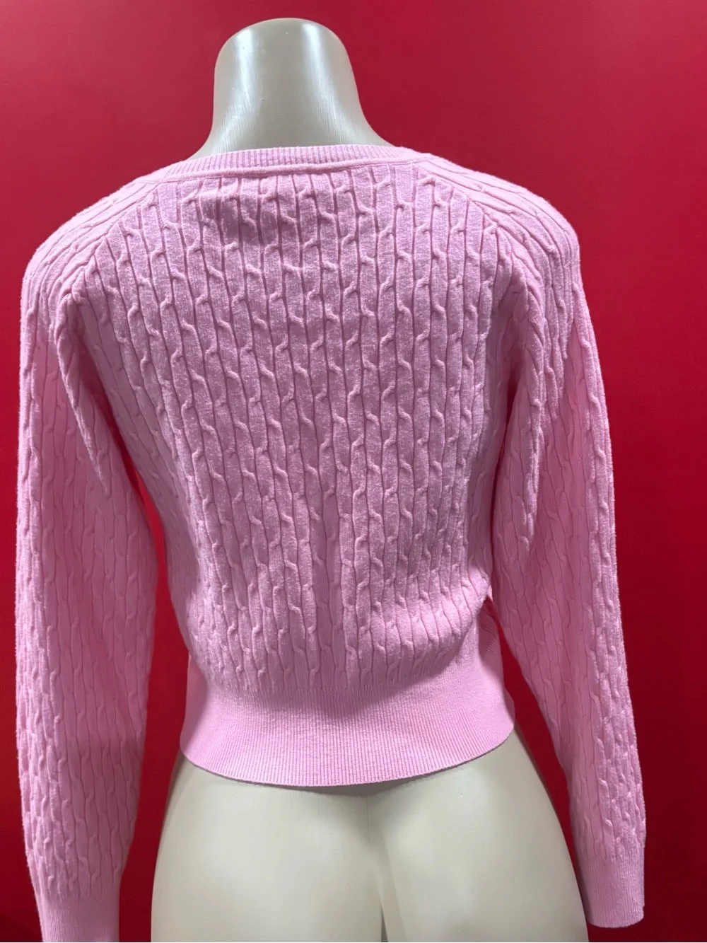 Daisy Pink Cable-Knit Scoop Neck Sweater